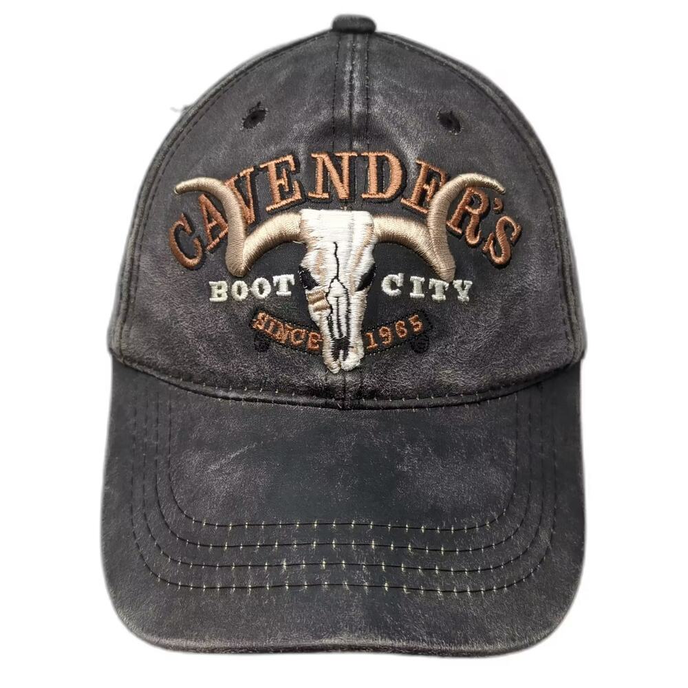 Cavender's Baseball Cap Gray Brown OS Embroidered Steer Skull Boot City Hat